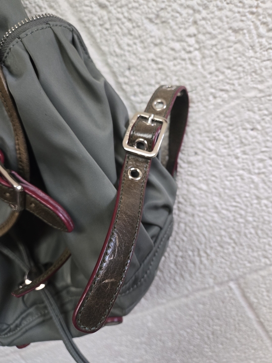 MZ Wallace Gray-Green Nylon Backpack with Leather Trim main image 4